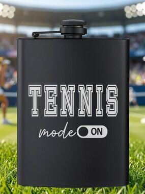 Personalized Sports Tennis Mode On Black Flask | Tennis | Sports | Gift | Flask